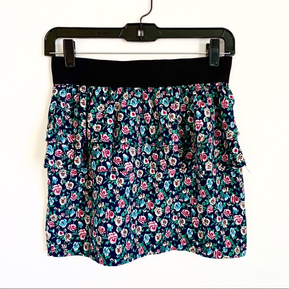 Tiered Floral Mini Skirt